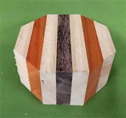 Bowl #415 - Mahogany, Padauk & Purpleheart Striped Segmented Bowl Blank ~ 6" x 2" ~ $24.99